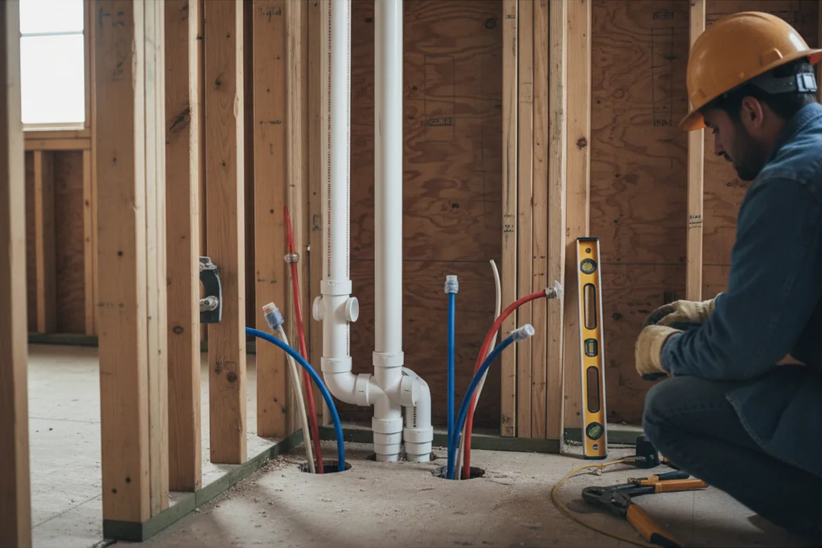 Drain and supply rough-in during Toilet Repair and Installation in Carlsbad